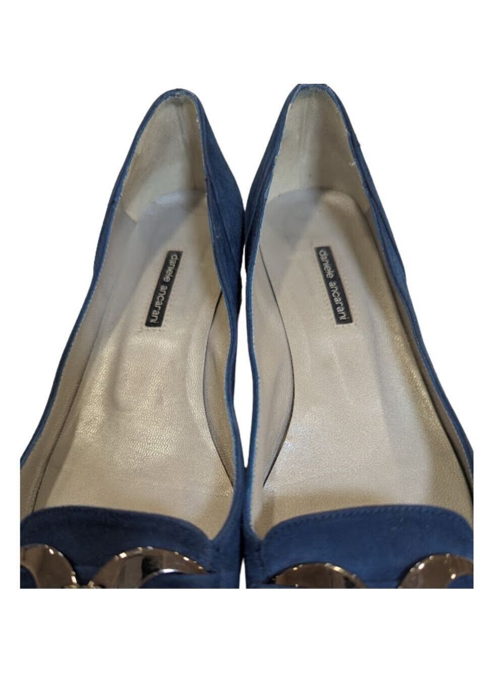 Daniele Ancarani Blue Suede Block Heel Pumps Square Toe Quiet Luxury EU 36.5 - Picture 9 of 11
